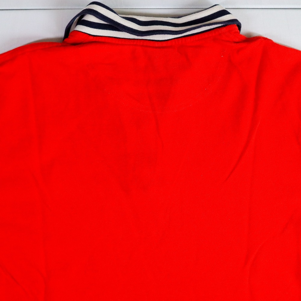 Lacoste Polo Shirt Mens 6 XL Red Regular Fit Nautical Stripe Collar Pique Cotton - Picture 8 of 11